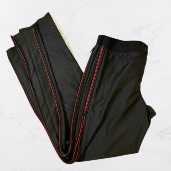 H&M Nylon Track Pants Black with Red Zipper 90s Style - Picture 1 of 8